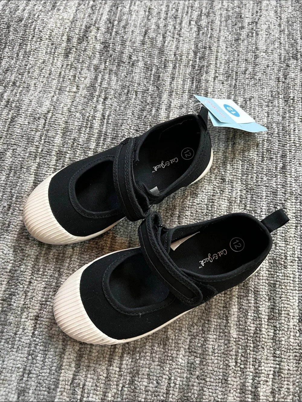 Cat & Jack Black Canvas Mary Jane Shoes with White Toe Cap Various Sizes